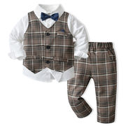 韓国スタイル 赤ちゃん 秋冬 スーツ 子供服 長袖 シャツ ズボン ベスト 3点セット 男の子