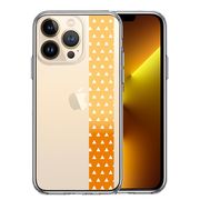iPhone13 Pro 側面ソフト 背面ハード ハイブリッド クリア ケース 和柄 帯  鱗紋 うろこ紋 黄色 オレンジ