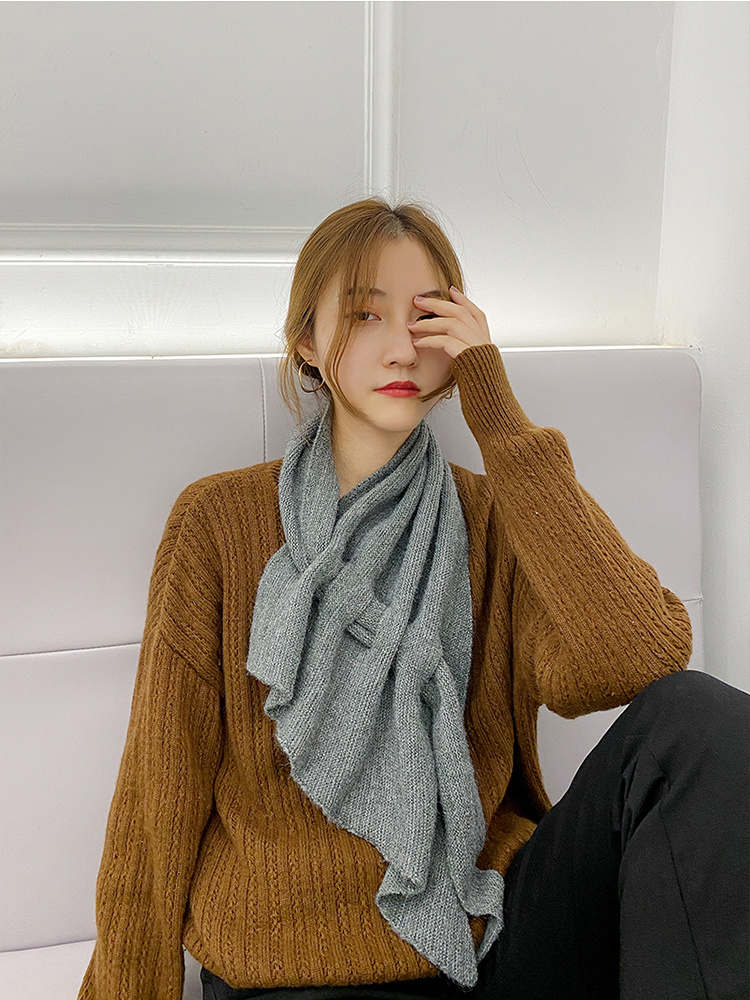 韓国ファッション 2021 気質 トライアングル スカーフ 冬 学生 交差する 可愛い ガール トレンド