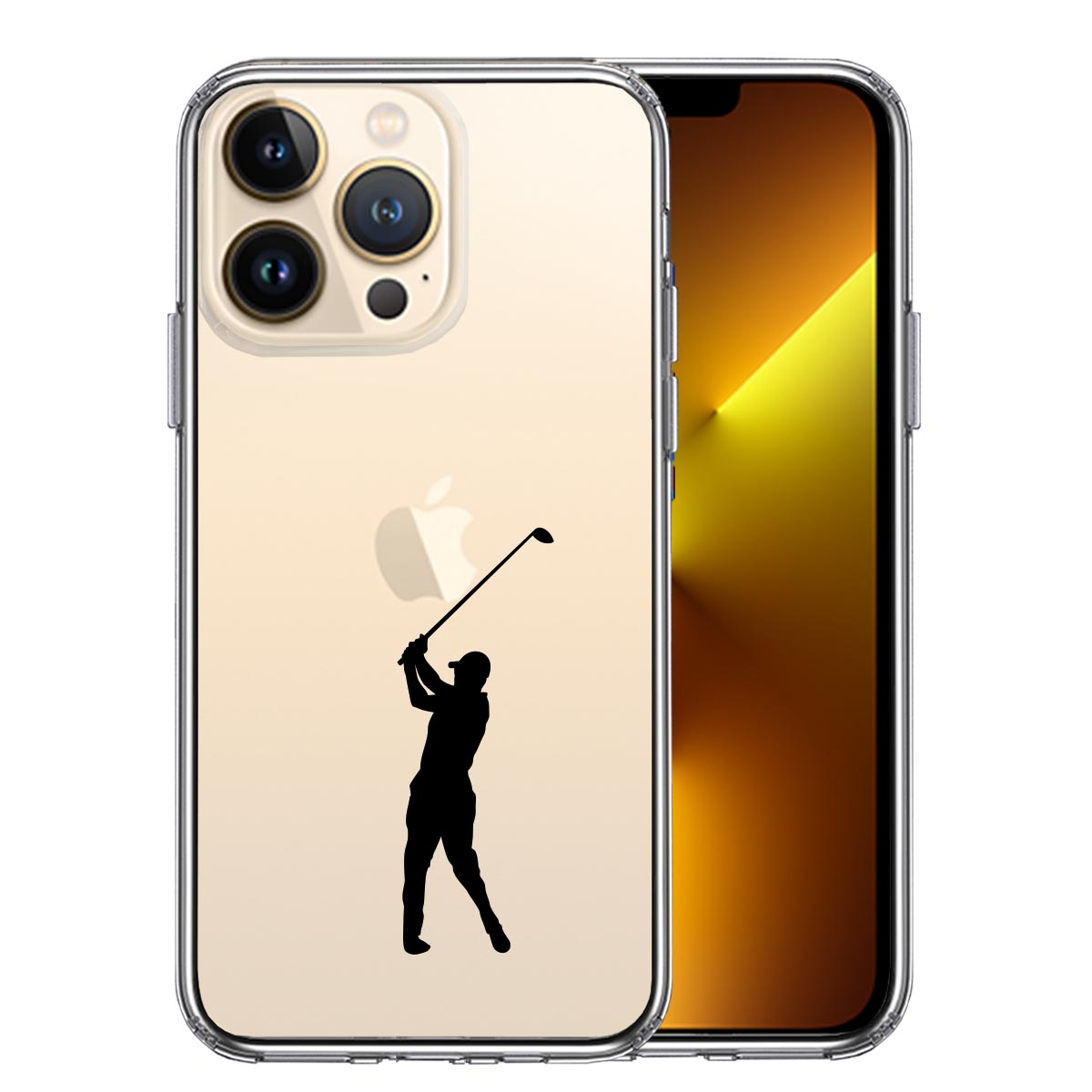 iPhone13 Pro 側面ソフト 背面ハード ハイブリッド クリア ケース ゴルフ