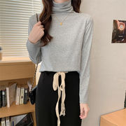 キャンディーカラー少女  韓国版 シンプル ボトムシャツ インナー タートルネック Tシャツ