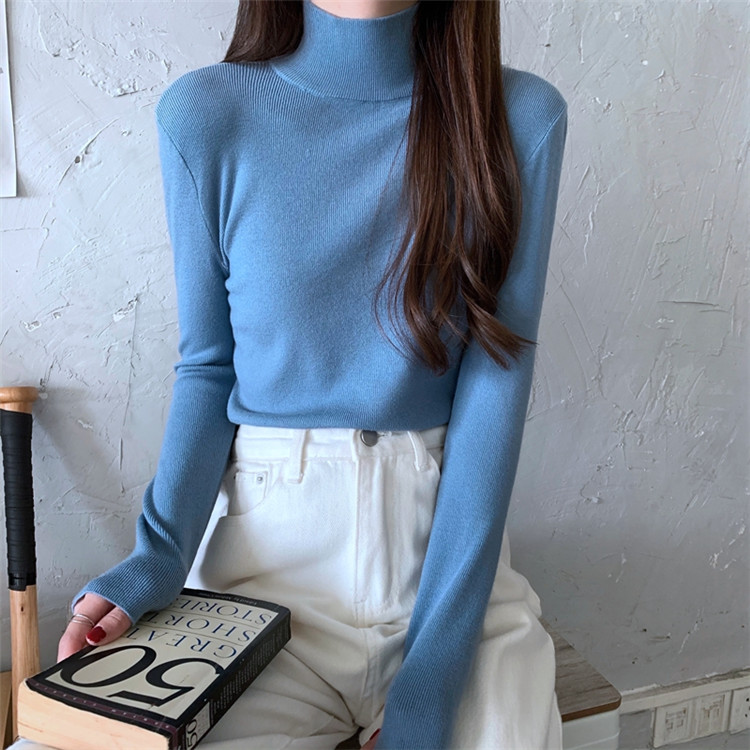 韓国ファッション スリム ニット ベースシャツ セーター レディース カジュアル シンプル
