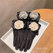 秋冬手袋　5本指　花　あったか　レディース　上品　韓国ファッション