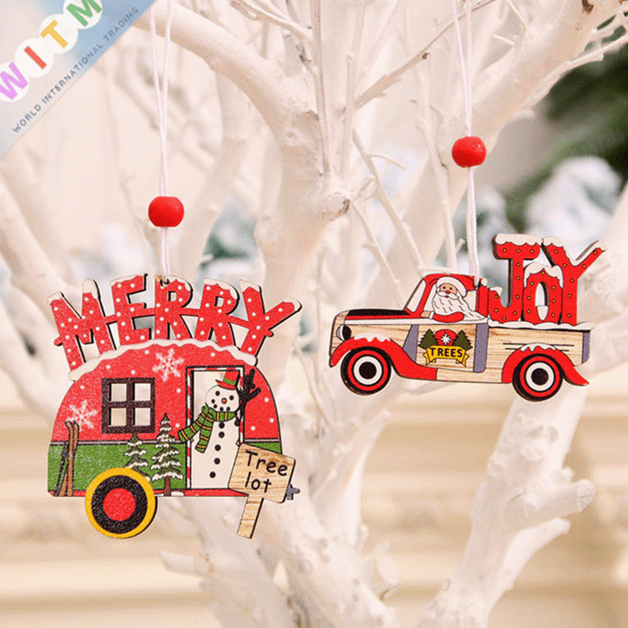 Christmas限定 サンタ 木製チャーム クリスマス 車 ツリー飾り ウォールデコレーション 装飾