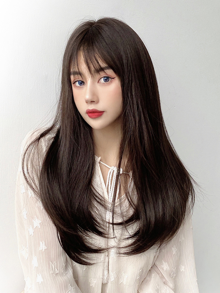 おすすめ商品 韓国ファッション ウィッグ ミディアムロングヘア 前髪 気質 顔の修復 ナチュラル 新品