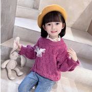 秋と冬女の子プルオーバーニットセーター、かわいいセーター、子供服、、しいファッション★90-130