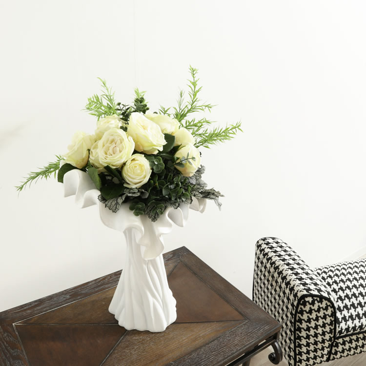 かわ畑 個性的で上品なデザイン 花瓶 フラワーベース ホワイト 1212USC012