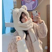 韓国ファッション 秋冬 かわいい 小さなクマ 帽子 スカーフ グローブ 暖かさ 3点セット トレンド