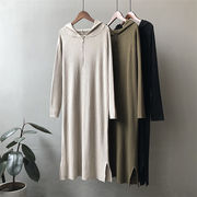 カジュアルコーデの王道アイテム フード付き セータースカート 女性 2021年冬 新作 韓国版