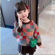 秋と冬女の子プルオーバーニットセーター、かわいいセーター、子供服、、しいファッション★90-140