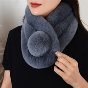 激安セール 冬 かわいい 暖かい 厚手 モコモコ スカーフ 模造ウサギの毛皮 スヌード ファッション
