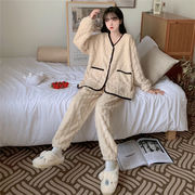 今が絶対買い流行 韓国ファッション スリム パジャマ セット sweet系 暖かい 厚手 ルームウェア