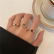 3個/セット 幾何学的なリングセット スタイリッシュなシンプルさ 指輪 ダイアモンドの指輪