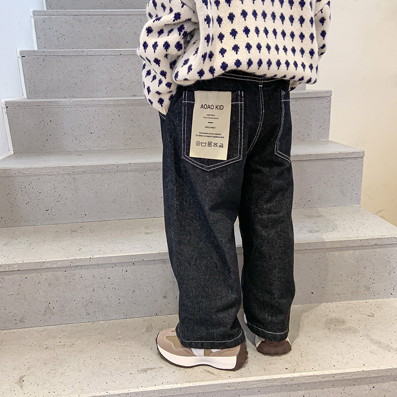 【KID】韓国風子供服 ベビー服 　秋冬　厚手　デニム　デザイン感　ロングパンツ　パンツ