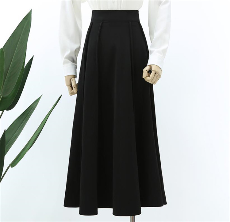 人気商品 デザインセンス ロングスカート スリム 大きい裾 ハイウエスト スカート