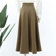 スリム 大きい裾 ハイウエスト スカート デザインセンス ロングスカート