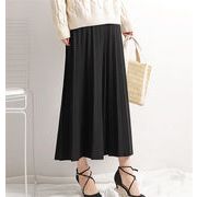韓国ファッション ハイウエスト ニット スカート プリーツスカート ロングスカート Aラインスカート