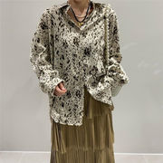 おすすめ商品 韓国ファッション 2022 春 気質 ゆったりする ヒョウ柄 シャツ+プリーツスカート ロング