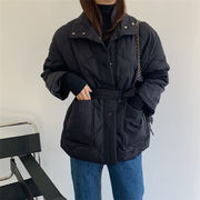 韓国ファッション 冬 新品 気質 暖かい タートルネック 単体ボタン 腰を括る 綿の服 コート おしゃれな