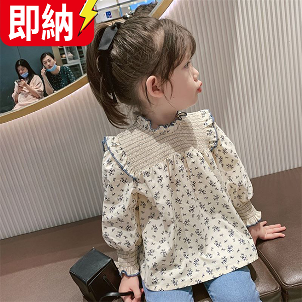【24H即納可】子供服 韓国ファッション 長袖花柄シャツ 薄いトップス