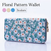 【ラウンドファスナー財布】　花柄　長財布　ウォレット