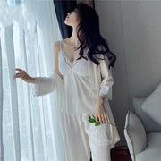 韓国  パジャマ着  女  セクシー  厚いパジャマ  3点セット  つり革  ガウン着  ホームウェア