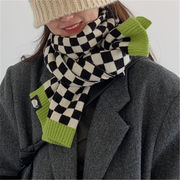 毎日着たいデザイン 韓国ファッション 格子縞 編み物 スカーフ 秋冬 韓国 学生 春秋 よだれかけ