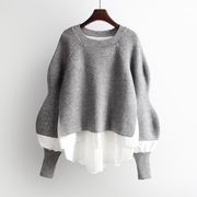 【2022春新作】韓国風レディース服　春秋　全2色　優しい　きれいめ　セーター　ニット　