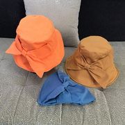 韓国ファッション純色弓帽子　つば広帽子 中折れ帽  UVカットレディース
