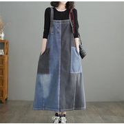 高品質！韓国ファッション カジュアル 大きいサイズ ゆったりする デニム 縫付 サスペンダースカート