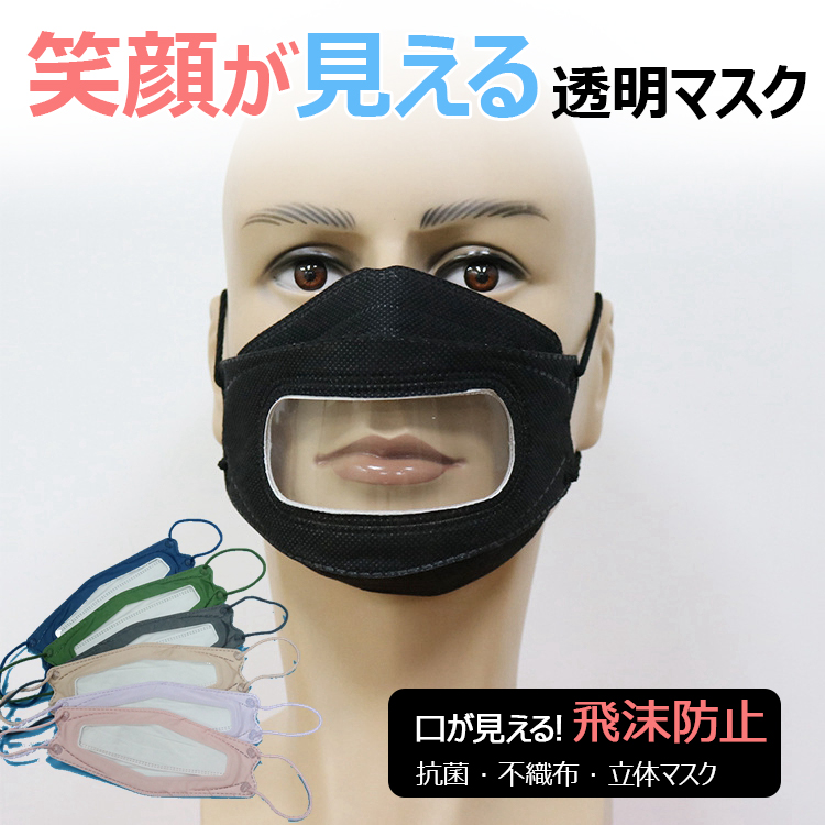 10枚入り 透明マスク  笑顔 障害 透明ウインドウクリアマスク 芸能人 不織布 立体マスク