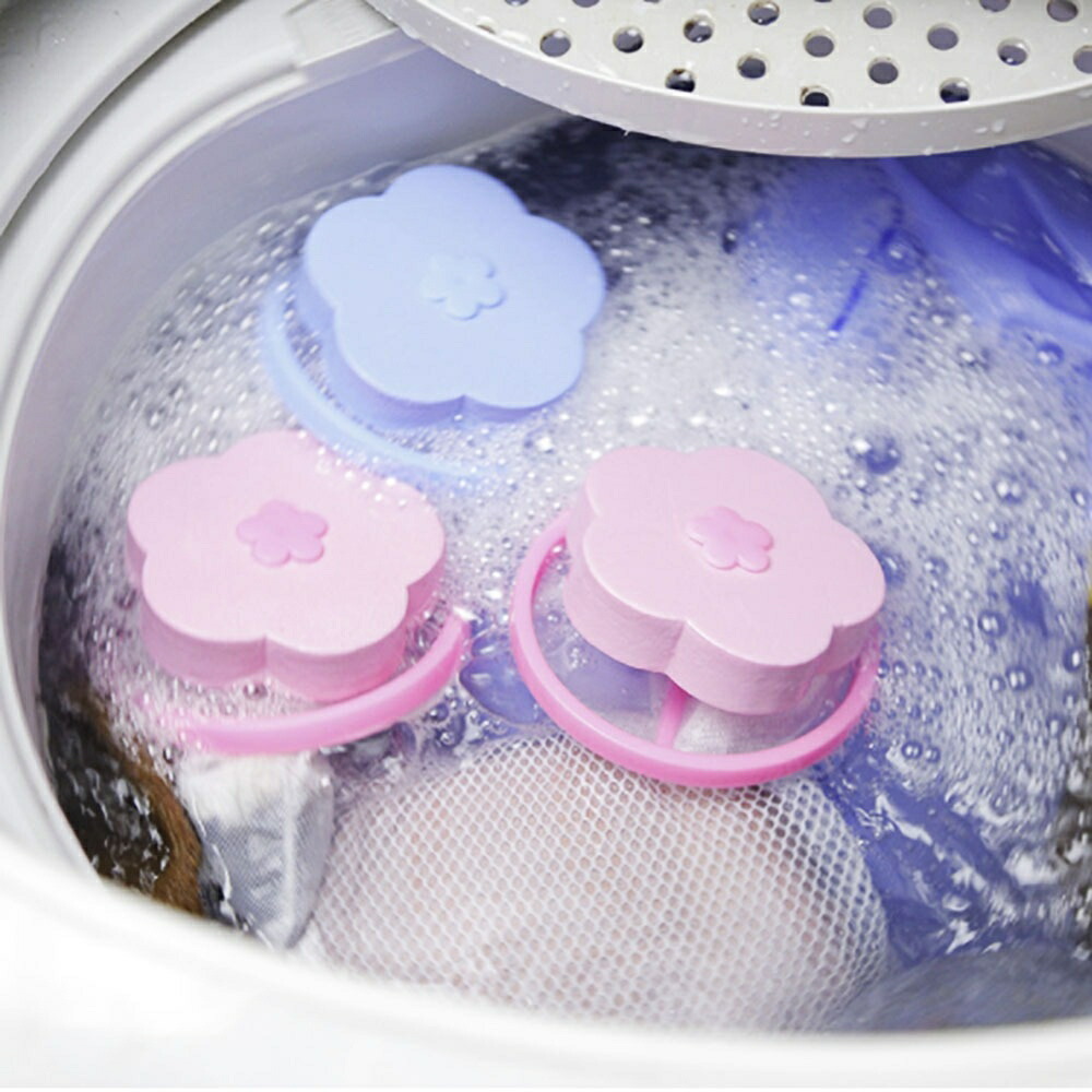 洗濯 ほこり取り 花形 花型 ピンク ブルー 2色セット 洗濯用 服 ペッ