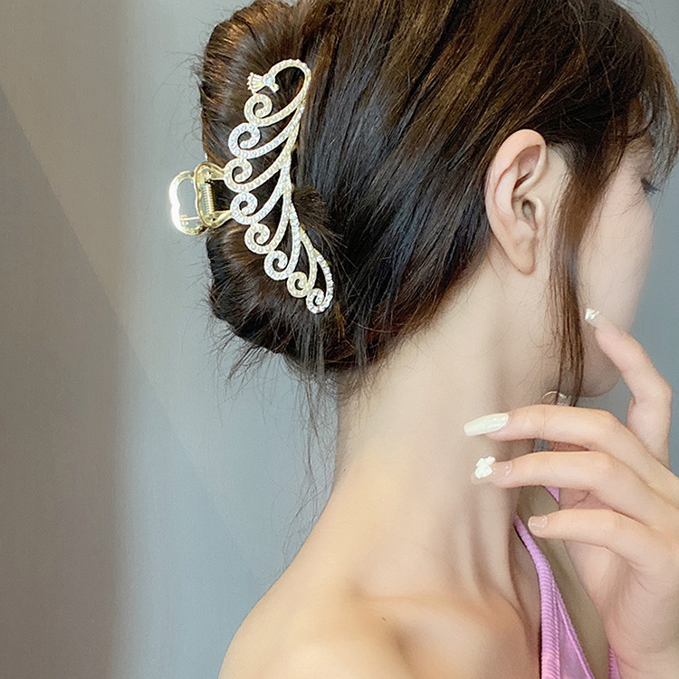 バンスクリップ　ヘアアクセサリー　金属　ヘアクリップ　髪飾り　人造パール　夏