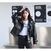 おすすめ商品 韓国ファッション スタンドカラー ジッパー レザージャケット ショートセクション