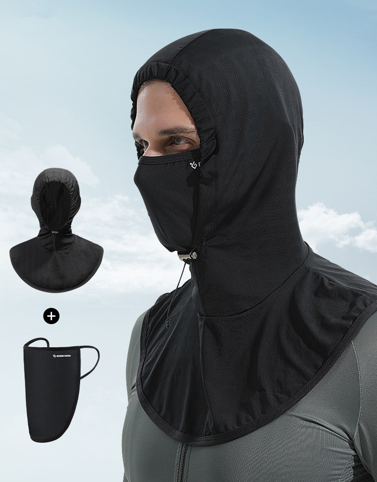 日焼け防止 マスク フェイスマスク ２点セット フェイスガード 登山 自転車 UVカット 目出し帽 メンズ