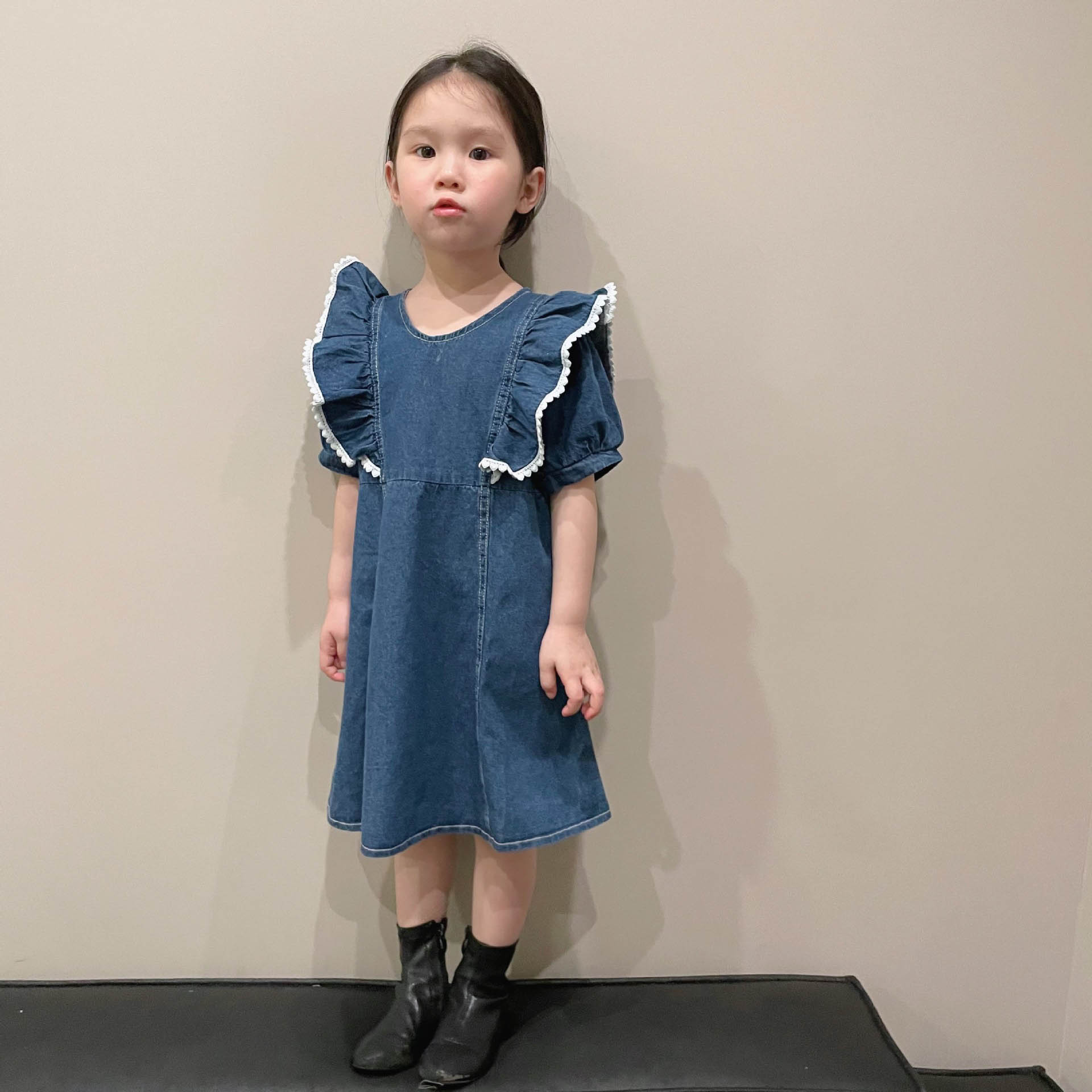 2022夏新作　韓国風子供服 ベビー服 　女の子　可愛い　デニム　ワンピース