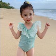 アウトレット価格 2022夏  韓国風子供服 水着 プール用品 レース ワンピース水着 女の子 2色
