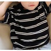2022春夏新作 韓国子供服 ストライプ半袖Tシャツ トップス シンプル カジュアル 男女兼用