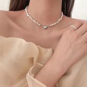 淡水真珠ネックレス 女性 鎖骨チェーン ハートマグネットバックル ネックレス レディースアクセサリー