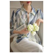 カラバリ豊富 韓国ファッション シャツ 新品 レディース レトロ デザインセンス プリント 長袖 大人気