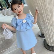 2022新作 可愛い 女の子 子供服  花柄 半袖  ワンピース  キッズ  ワンピース  ピュアカラー  韓国風子供服