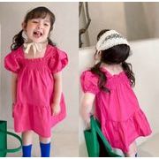2022新作 可愛い  女の子  子供服   半袖  ワンピース  キッズ  ワンピース  ピュアカラー  韓国風子供服