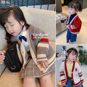 キッズニットカーディガン　上着　ジャケット　女の子　カジュアル　韓国風子供服　長袖　90-150cm