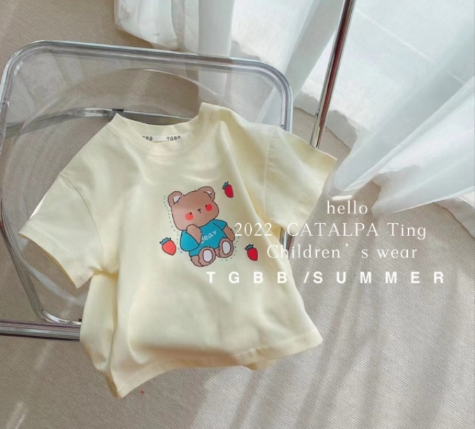 2022春夏新作 子供服 かわいい 半袖 トップス Tシャツ 韓国子供服 男女兼用 激安 7色90-140CM