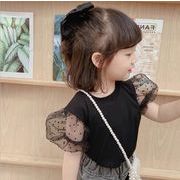 夏　レース袖　半袖　Tシャツ　女の子　ブラウス　トップス　水玉　可愛い　子供服　おしゃれ
