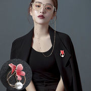 韓国の新しいブローチレディースファッションコサージュジュエリーパールブローチピンシルクスカーフ