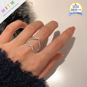 アクセサリー ハート　ラインストーン　リング 指輪 韓国風  レディース シンプル