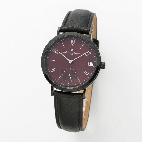 正規品 SalvatoreMarra 腕時計 サルバトーレマーラ  SM21110-BKPL 日常生活防水 日付表示 レザーベルト