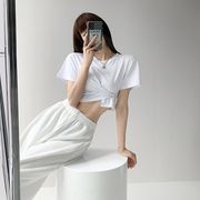 韓国ファッション★レディース向け★♪短い★♪个性★♪半袖★♪トップス★♪Tシャツ★♪