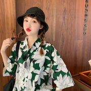 2022春夏新作 花柄 ビーチ シャツ  女 半袖   ゆったり ファッション ブラウス ハワイ リゾート 韓国
